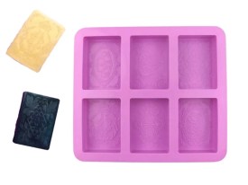 Molde silicona 6 jabones rectangulares ornamental